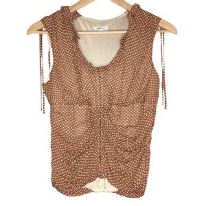 Maakif Ruched Polka Dot Sleeveless Blouse